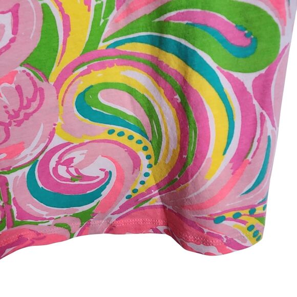 LILLY PULITZER Tank Top Womens Large Pink Swirl Tabbie‎ Summer Sleeveless Shirt - Picture 4 of 10